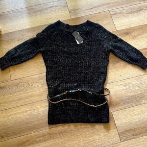 Black Guess sweater with double belt